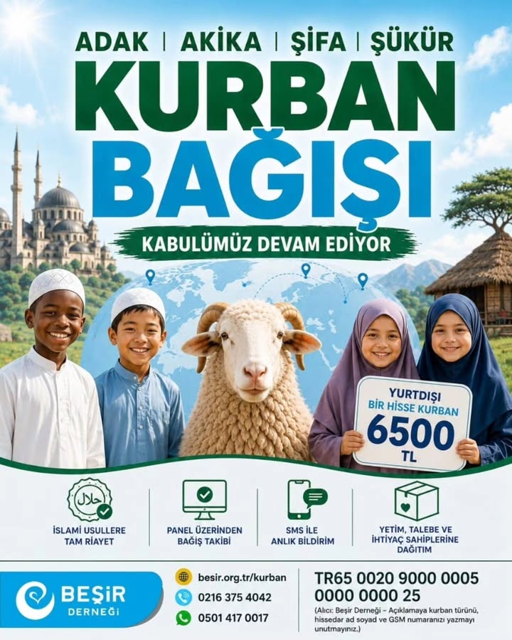 Beşir Derneği Rebi'ul Ahir Ayı Kurban Bağış Kampanyası Başladı